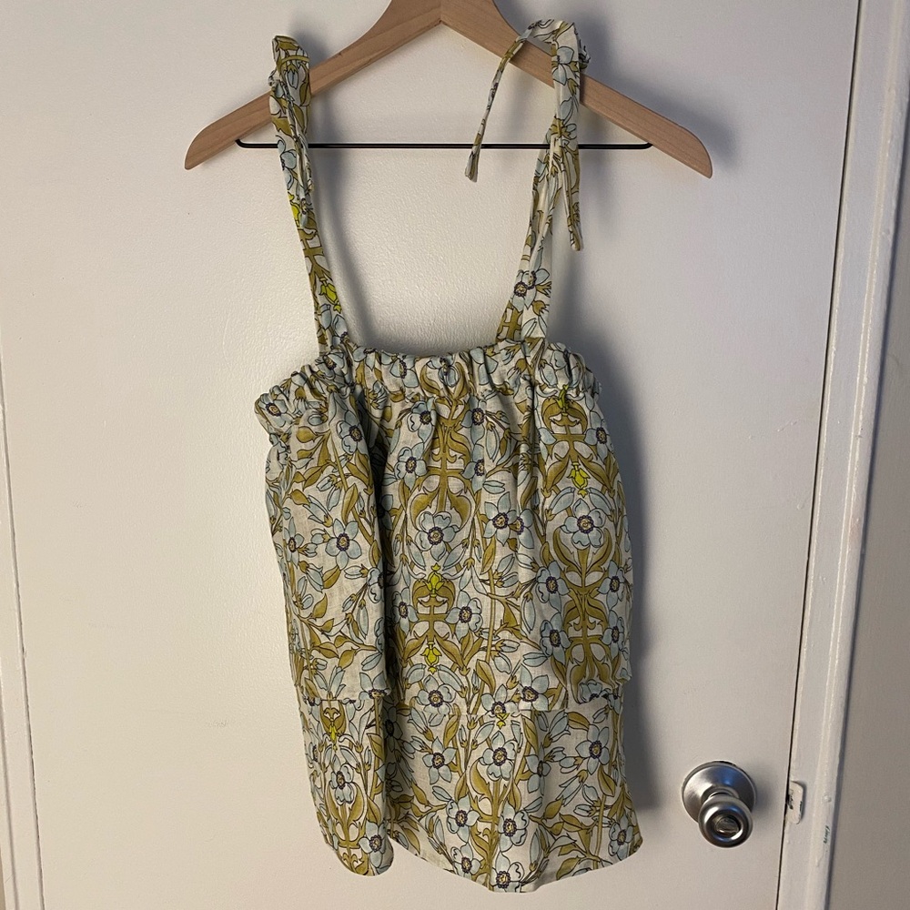 Tiered Floral Tank Top with Adjustable Tie Straps